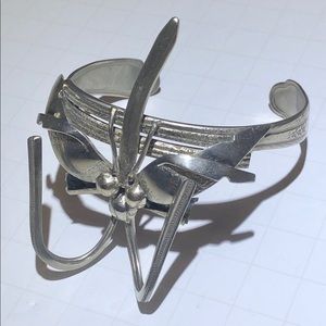 Vintage artisan spoon dragonfly cuff bracelet